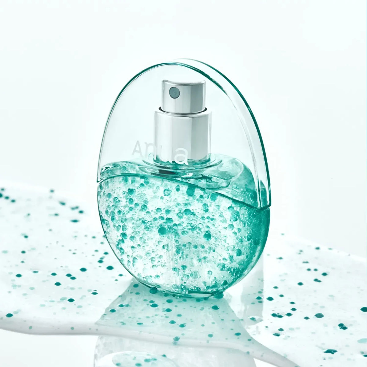 Anua skincare bottle with bubbly teal liquid, reflecting clean beauty and Korean skincare innovation