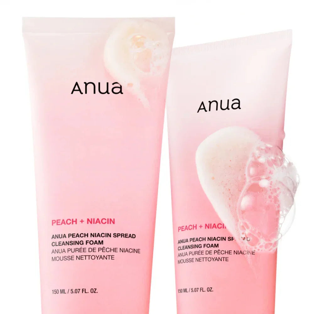 Anua Peach + Niacin Spread Cleansing Foam, gentle pink Korean skincare for radiant skin